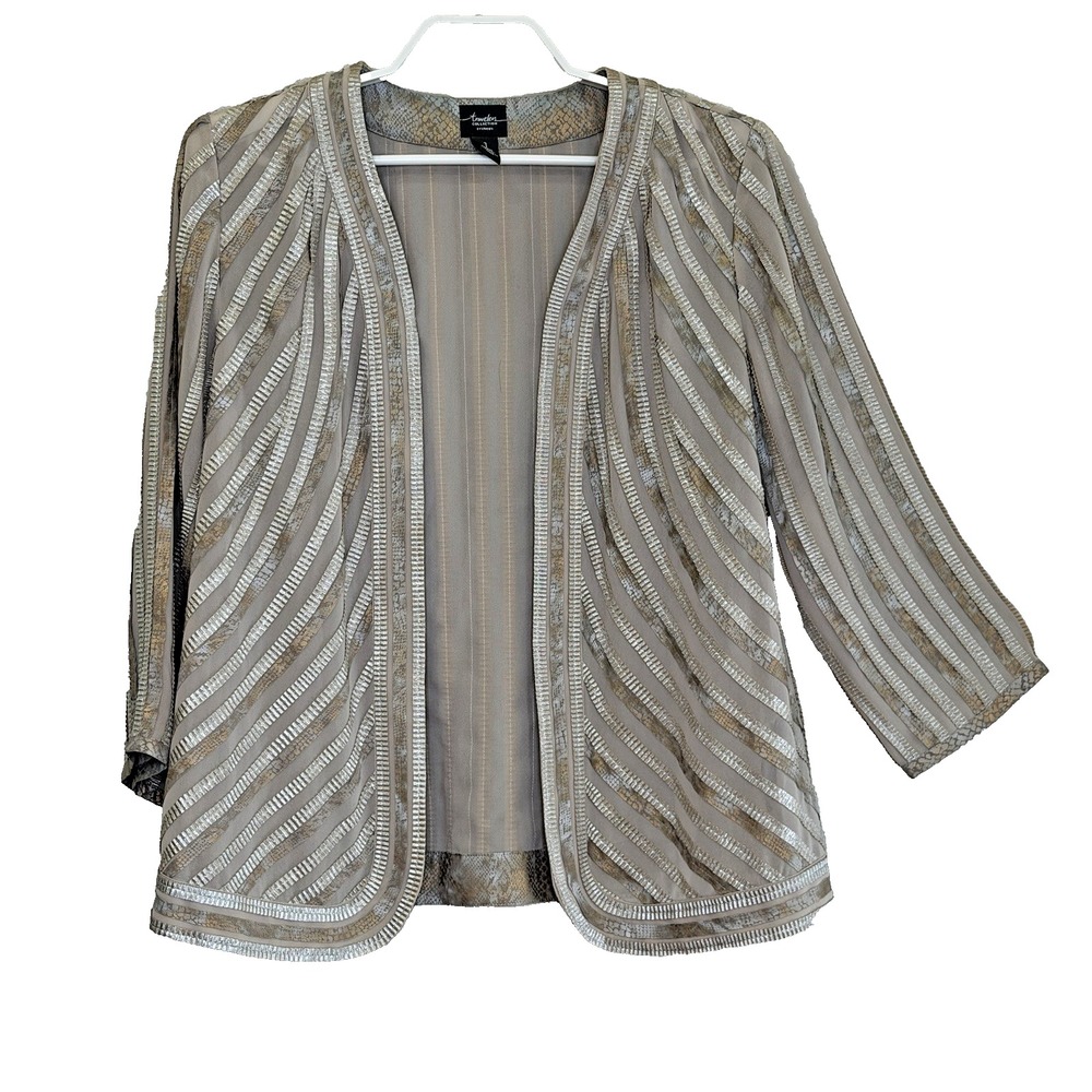 Chico's Travelers Collection Lightweight Open Front Cardigan Jacket Sz 1 US Med